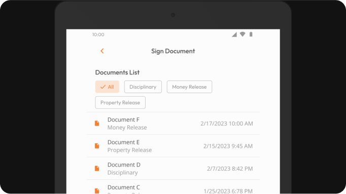 Sign inmate documents